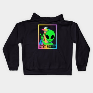 Stay weird rainbow alien Kids Hoodie